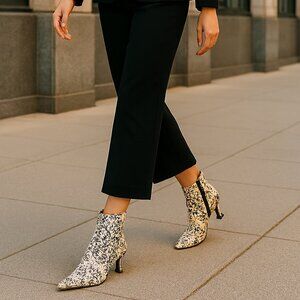 Giani Bini Palmero Snake Print Snip Toe Kitten Heel Booties NEW NWOB